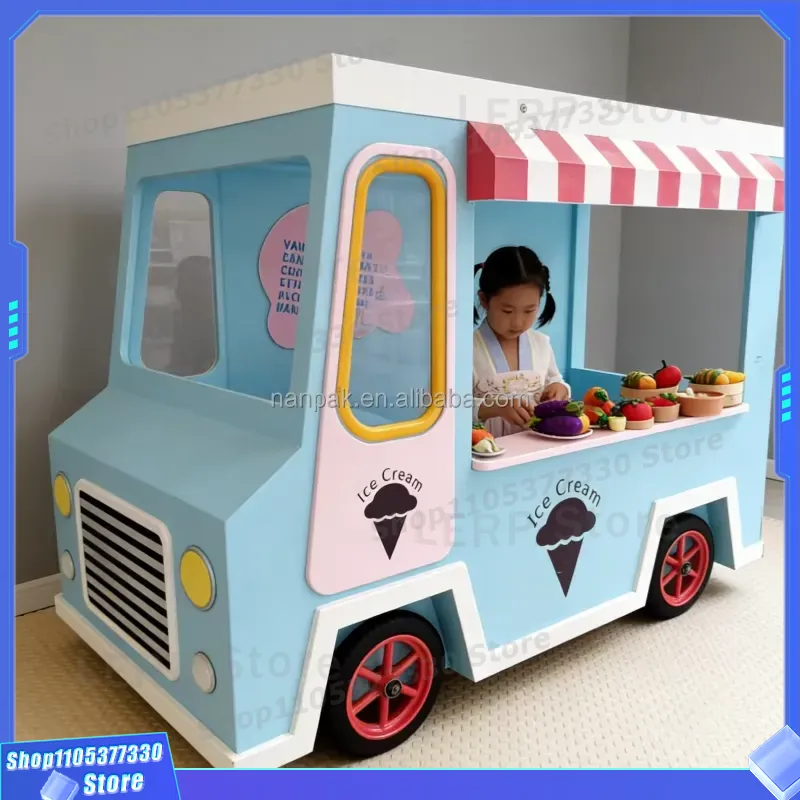 Kids Toys Mall - Wooden Ice Cream Cart Toy with