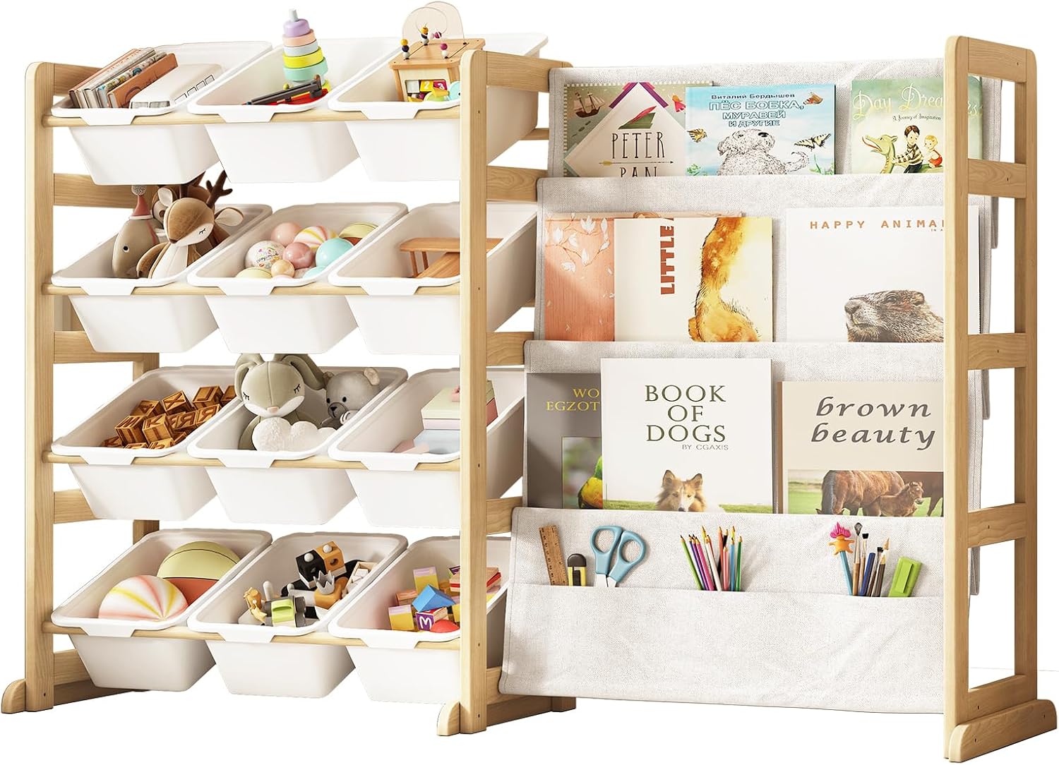 Kids Toys Store - Solid Pine Wood Kids Toy Storage