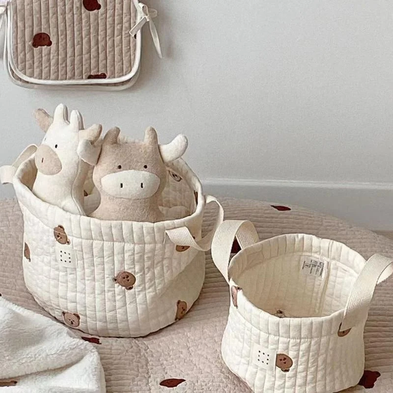 Cute Bear Embroidery Diaper Ba - Kids Toys Basket review and price